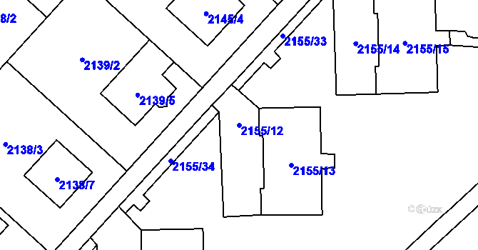 Parcela st. 2155/12 v KÚ Místek, Katastrální mapa