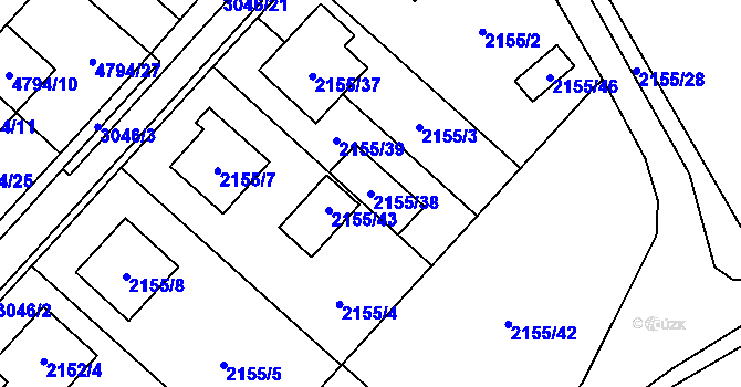 Parcela st. 2155/38 v KÚ Místek, Katastrální mapa