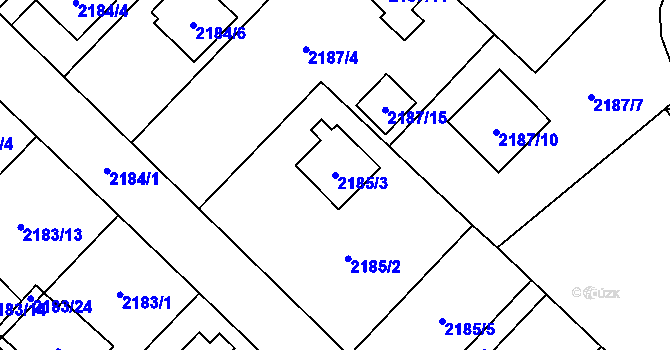 Parcela st. 2185/3 v KÚ Místek, Katastrální mapa