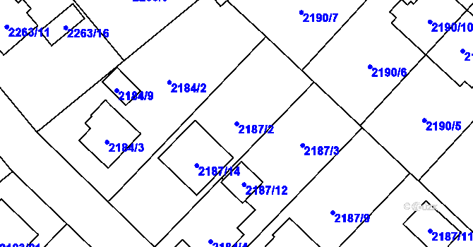 Parcela st. 2187/2 v KÚ Místek, Katastrální mapa