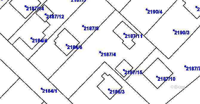 Parcela st. 2187/4 v KÚ Místek, Katastrální mapa