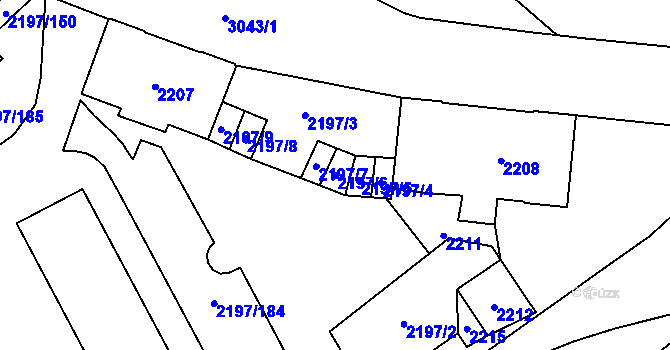 Parcela st. 2197/6 v KÚ Místek, Katastrální mapa
