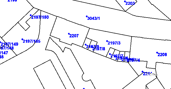 Parcela st. 2197/9 v KÚ Místek, Katastrální mapa