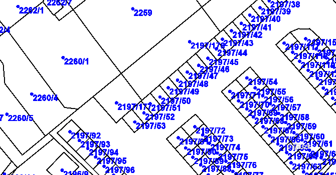 Parcela st. 2197/49 v KÚ Místek, Katastrální mapa