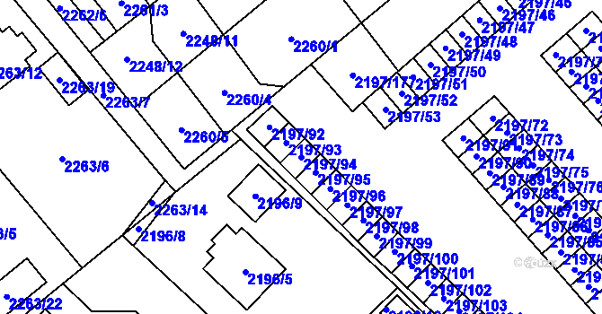 Parcela st. 2197/94 v KÚ Místek, Katastrální mapa