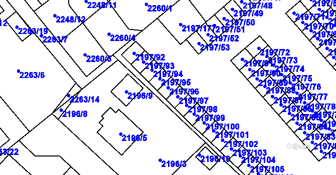 Parcela st. 2197/96 v KÚ Místek, Katastrální mapa