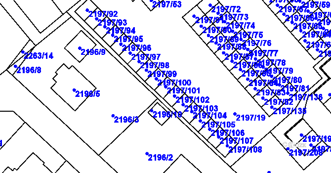 Parcela st. 2197/101 v KÚ Místek, Katastrální mapa