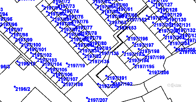 Parcela st. 2197/136 v KÚ Místek, Katastrální mapa
