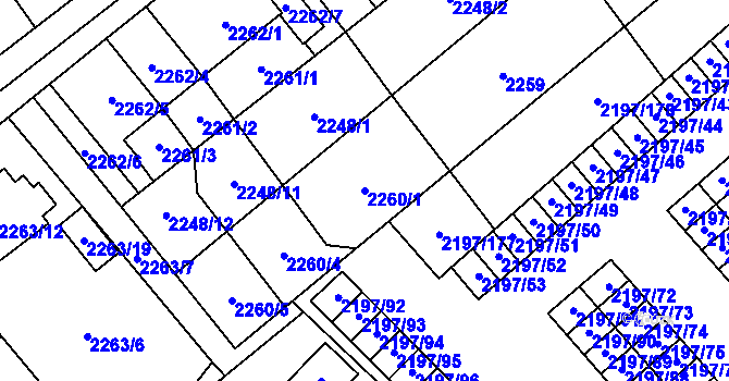 Parcela st. 2260/1 v KÚ Místek, Katastrální mapa