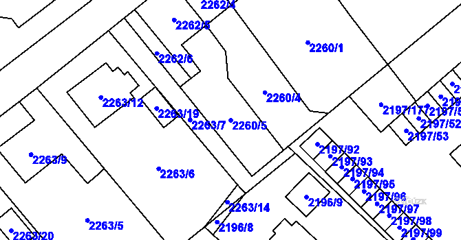 Parcela st. 2260/5 v KÚ Místek, Katastrální mapa