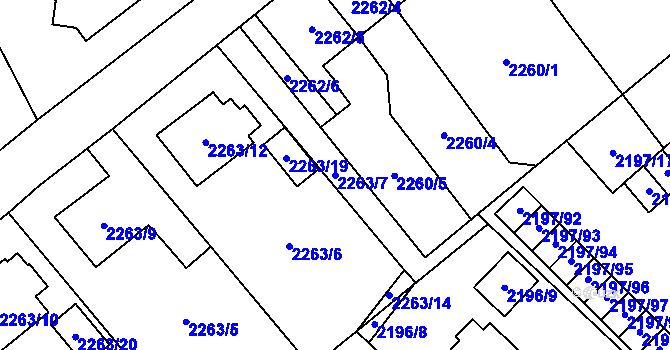 Parcela st. 2263/7 v KÚ Místek, Katastrální mapa
