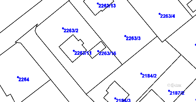 Parcela st. 2263/16 v KÚ Místek, Katastrální mapa