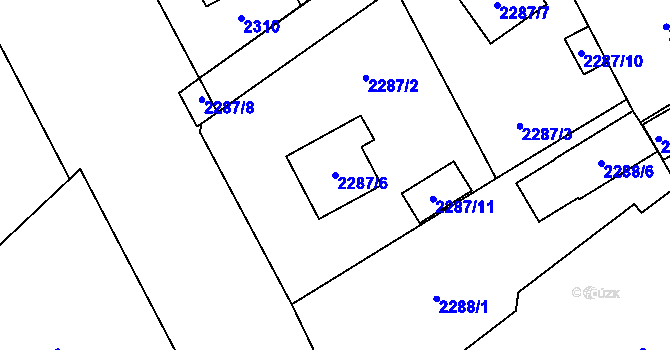 Parcela st. 2287/6 v KÚ Místek, Katastrální mapa