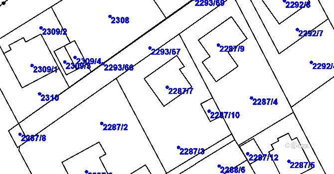 Parcela st. 2287/7 v KÚ Místek, Katastrální mapa