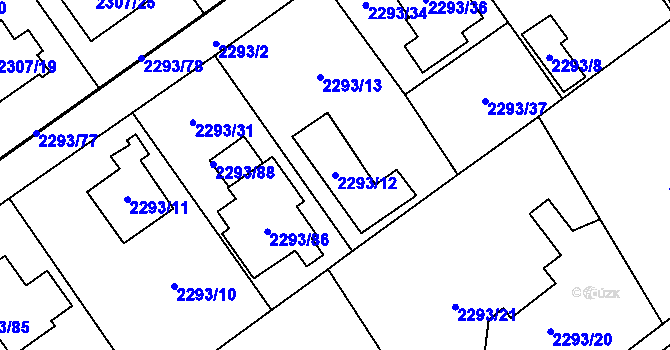 Parcela st. 2293/12 v KÚ Místek, Katastrální mapa