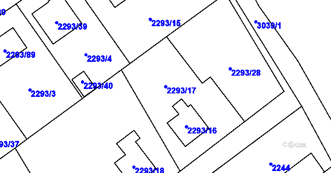 Parcela st. 2293/17 v KÚ Místek, Katastrální mapa