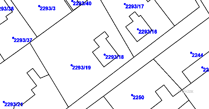 Parcela st. 2293/18 v KÚ Místek, Katastrální mapa