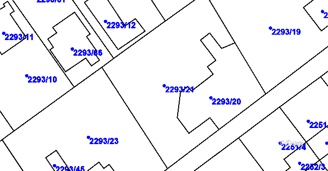 Parcela st. 2293/21 v KÚ Místek, Katastrální mapa
