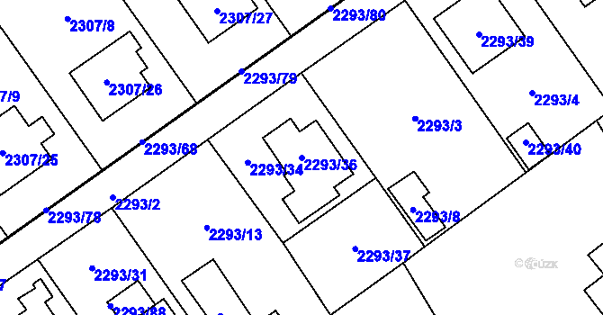 Parcela st. 2293/36 v KÚ Místek, Katastrální mapa