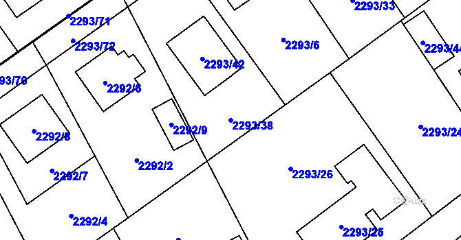 Parcela st. 2293/38 v KÚ Místek, Katastrální mapa