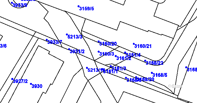 Parcela st. 3160/3 v KÚ Místek, Katastrální mapa