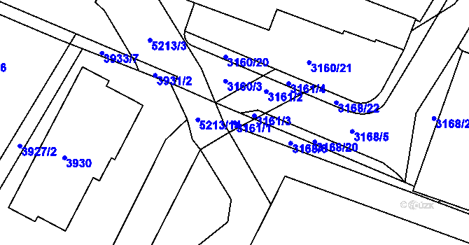 Parcela st. 3161/1 v KÚ Místek, Katastrální mapa