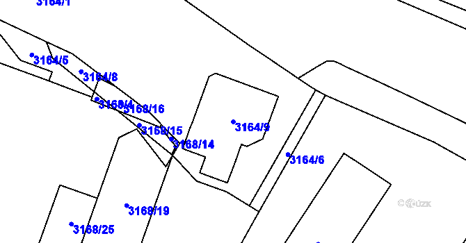 Parcela st. 3164/9 v KÚ Místek, Katastrální mapa