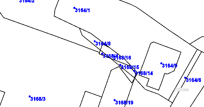 Parcela st. 3168/4 v KÚ Místek, Katastrální mapa