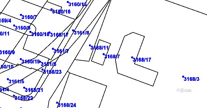 Parcela st. 3168/7 v KÚ Místek, Katastrální mapa