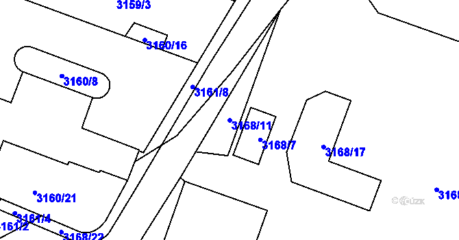 Parcela st. 3168/11 v KÚ Místek, Katastrální mapa