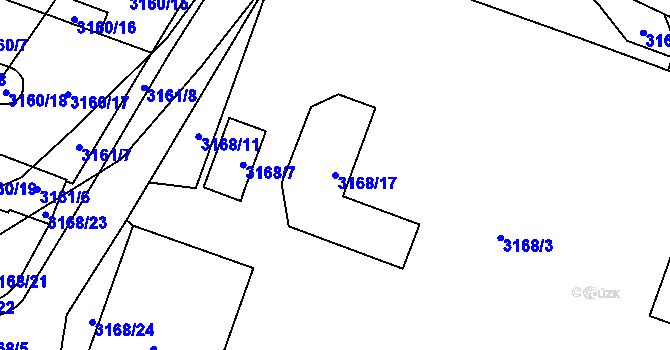 Parcela st. 3168/17 v KÚ Místek, Katastrální mapa