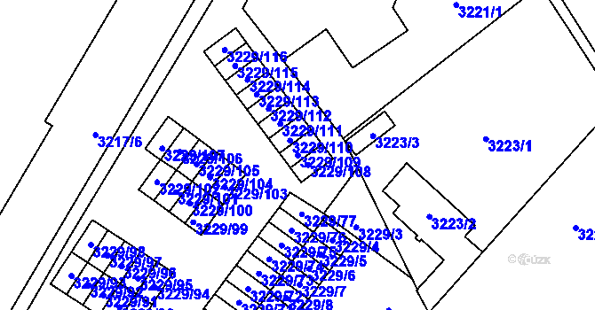 Parcela st. 3229/109 v KÚ Místek, Katastrální mapa