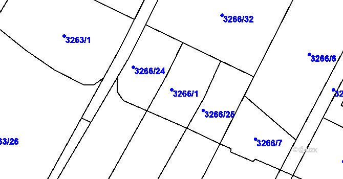 Parcela st. 3266/1 v KÚ Místek, Katastrální mapa