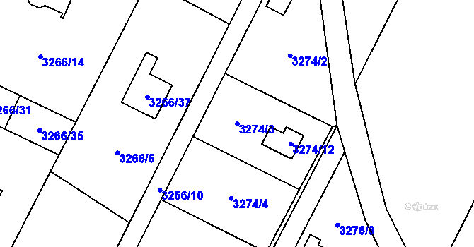 Parcela st. 3274/3 v KÚ Místek, Katastrální mapa