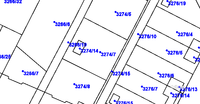Parcela st. 3274/7 v KÚ Místek, Katastrální mapa
