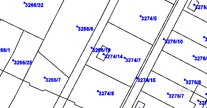 Parcela st. 3274/14 v KÚ Místek, Katastrální mapa