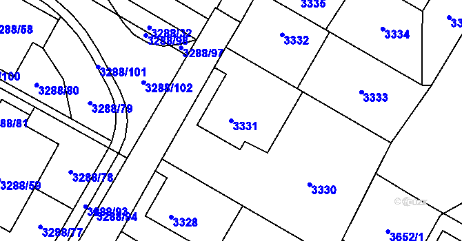 Parcela st. 3331 v KÚ Místek, Katastrální mapa