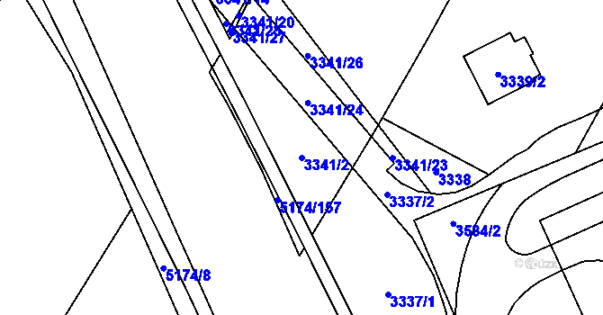Parcela st. 3341/2 v KÚ Místek, Katastrální mapa