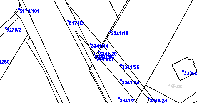 Parcela st. 3341/20 v KÚ Místek, Katastrální mapa