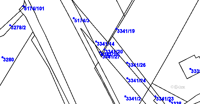Parcela st. 3341/25 v KÚ Místek, Katastrální mapa