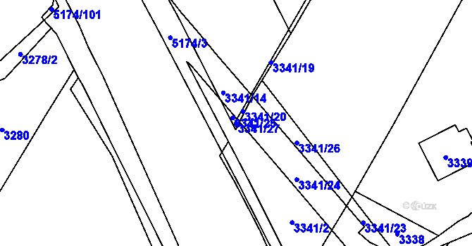 Parcela st. 3341/27 v KÚ Místek, Katastrální mapa