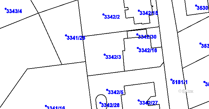 Parcela st. 3342/3 v KÚ Místek, Katastrální mapa
