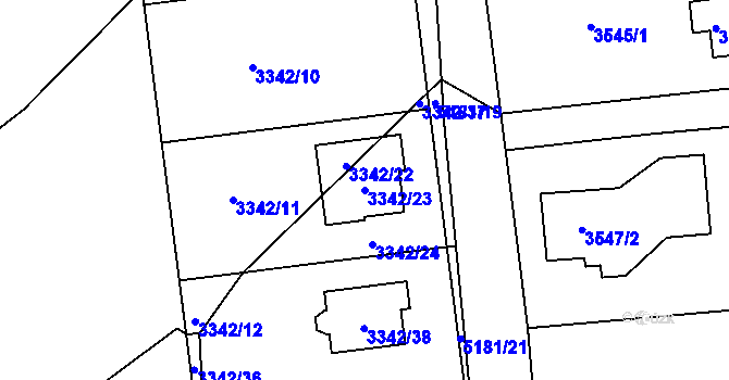 Parcela st. 3342/23 v KÚ Místek, Katastrální mapa