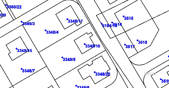 Parcela st. 3348/16 v KÚ Místek, Katastrální mapa