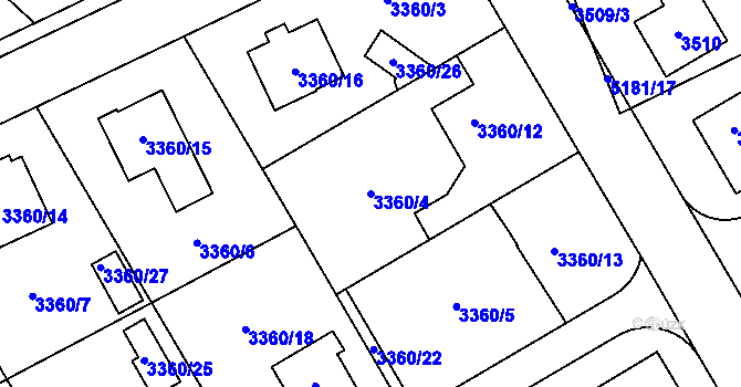 Parcela st. 3360/4 v KÚ Místek, Katastrální mapa