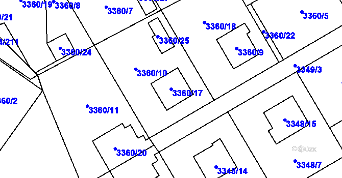 Parcela st. 3360/17 v KÚ Místek, Katastrální mapa