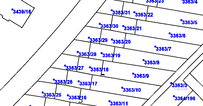 Parcela st. 3363/19 v KÚ Místek, Katastrální mapa
