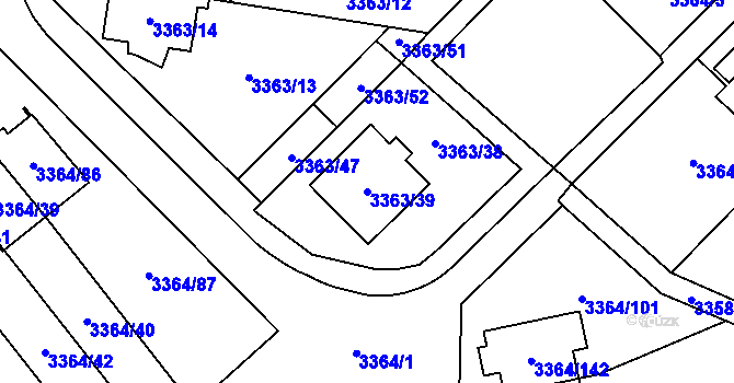 Parcela st. 3363/39 v KÚ Místek, Katastrální mapa
