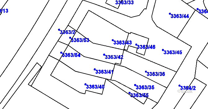 Parcela st. 3363/42 v KÚ Místek, Katastrální mapa