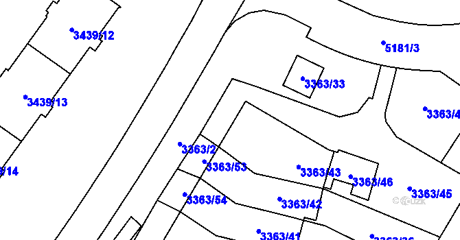 Parcela st. 3363/49 v KÚ Místek, Katastrální mapa